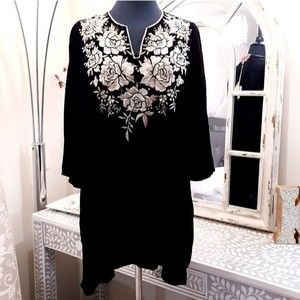 JOHNNY WAS EMBROIDERED VELVET TUNIC
